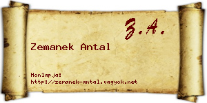 Zemanek Antal névjegykártya
